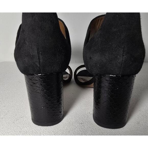 Aquatalia Suzanne Heeled Dress Sandals Suede/Embossed Snakeskin Sz 6.5 B Italy - Picture 7 of 9